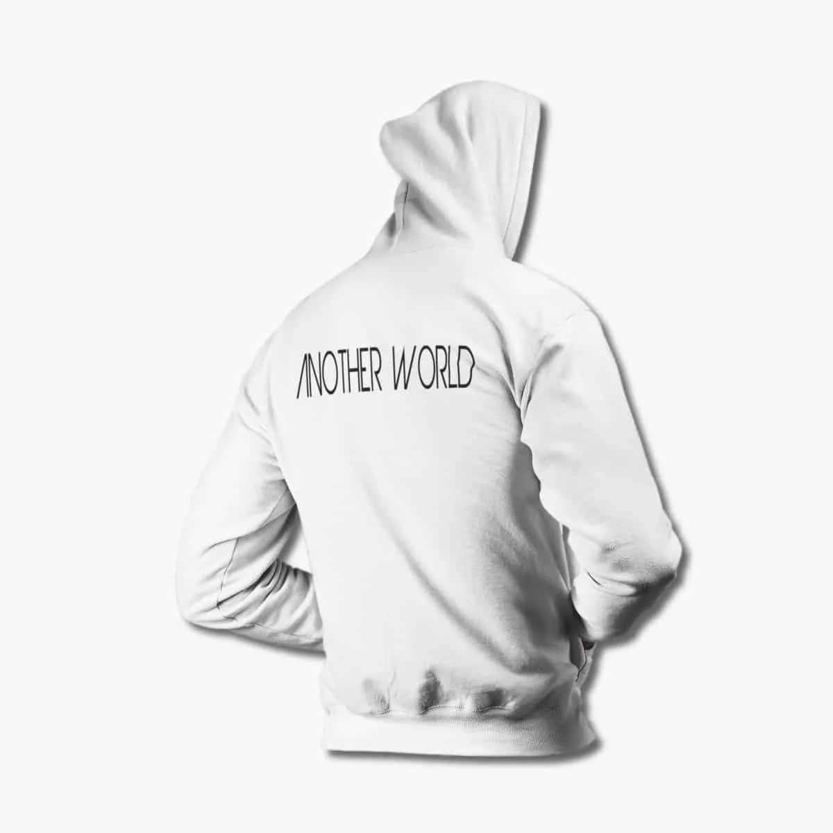 Another World Zip Hoodie, Another World Logo White Zipper Hoodie, Progressive Metal Merchandise