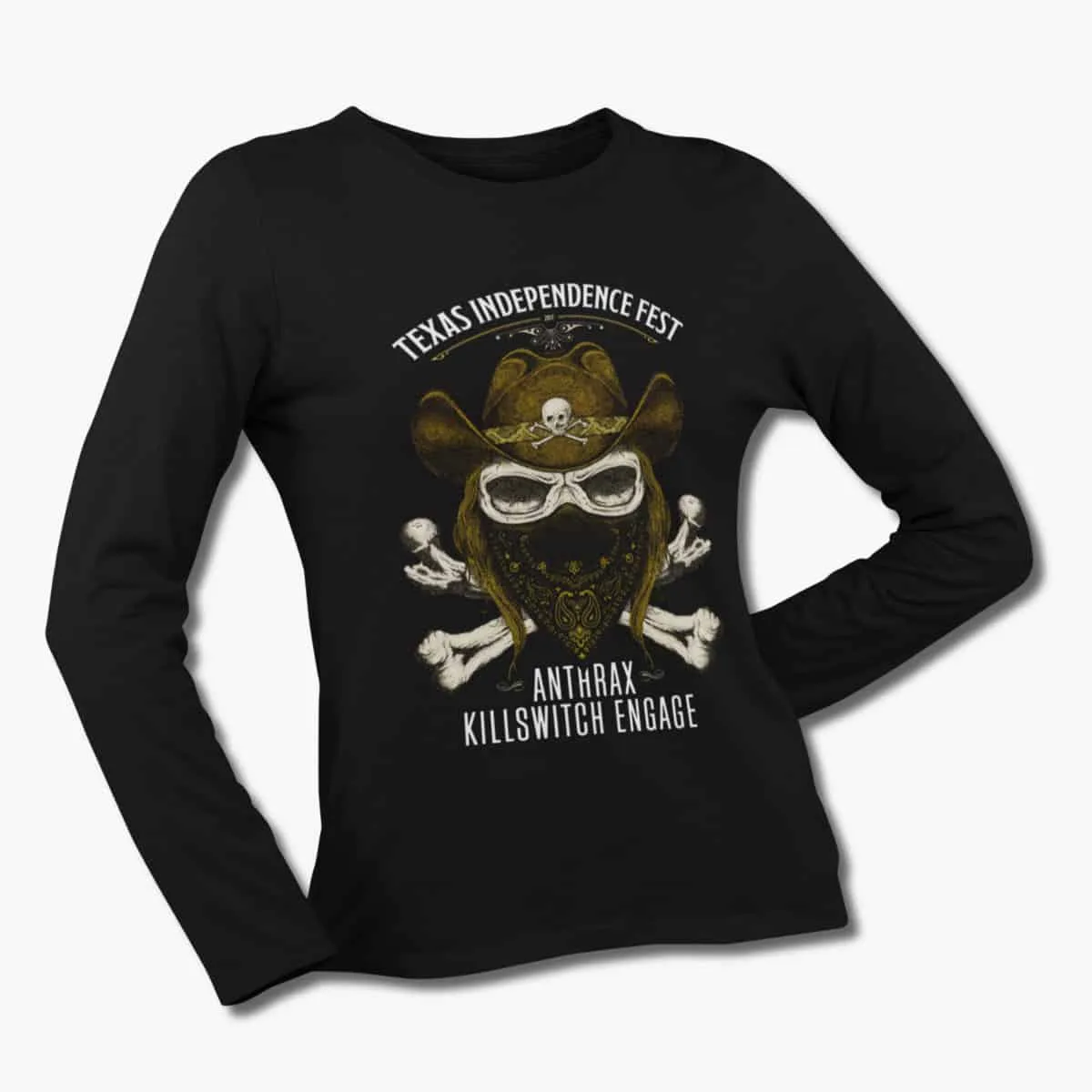 Anthrax Killswitch Engage Long Sleeve T-Shirt, Anthrax Killswitch Engage Texas Independence Fest Black Longsleeve T-Shirt, Thrash Metal Merchandise