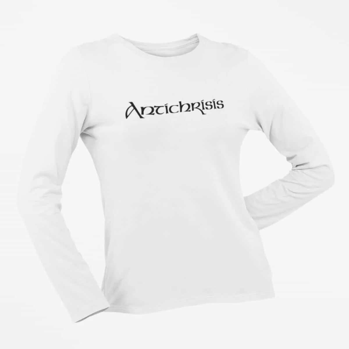 Antichrisis Long Sleeve T-Shirt, Antichrisis Logo White Long Sleeve T-Shirt, Black Metal Merchandise