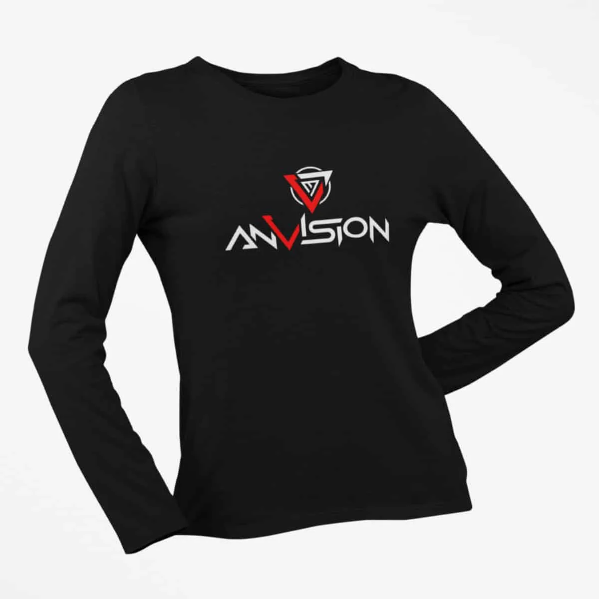 AnVision Long Sleeve T-Shirt, AnVision Logo Black Long Sleeve T-Shirt, Progressive Metal Merchandise