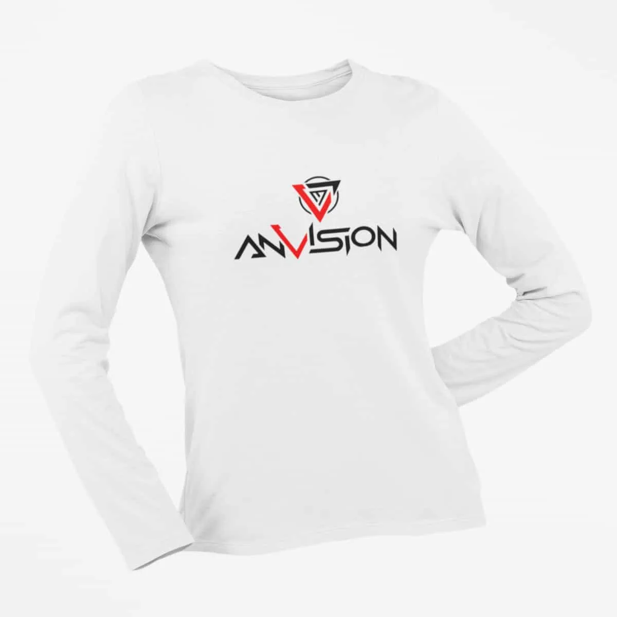 AnVision Long Sleeve T-Shirt, AnVision Logo White Long Sleeve T-Shirt, Progressive Metal Merchandise