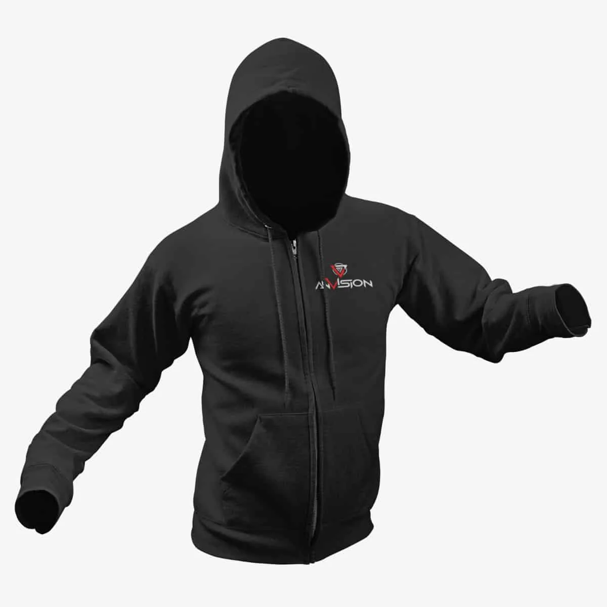 AnVision Zip Hoodie, AnVision Logo Black Zipper Hoodie, Progressive Metal Merchandise