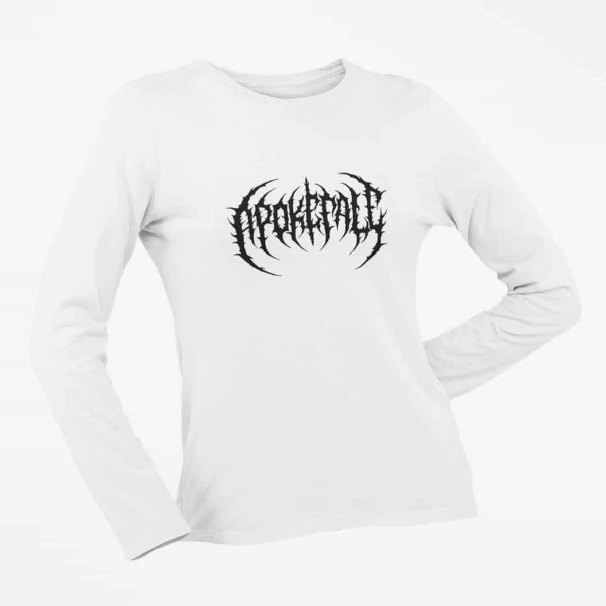 Apokefale Long Sleeve T-Shirt, Apokefale Logo White Long Sleeve T-Shirt, Metalcore Merchandise