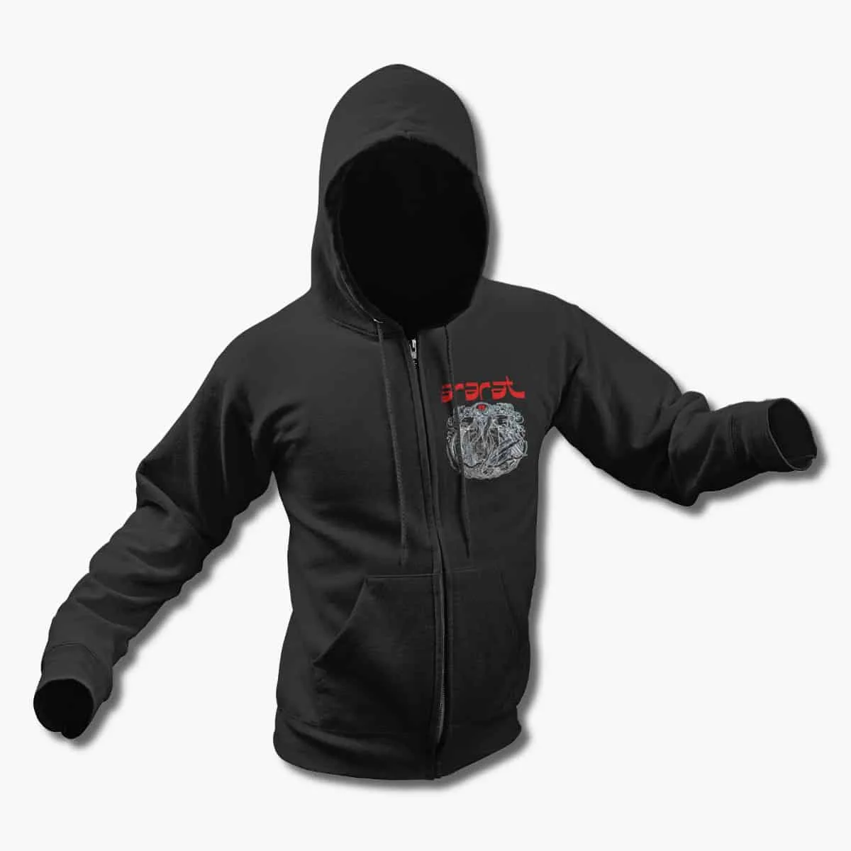 Ararat Zip Up Hoodie, Ararat II Black Zipper Hoodie, Doom Metal Merchandise