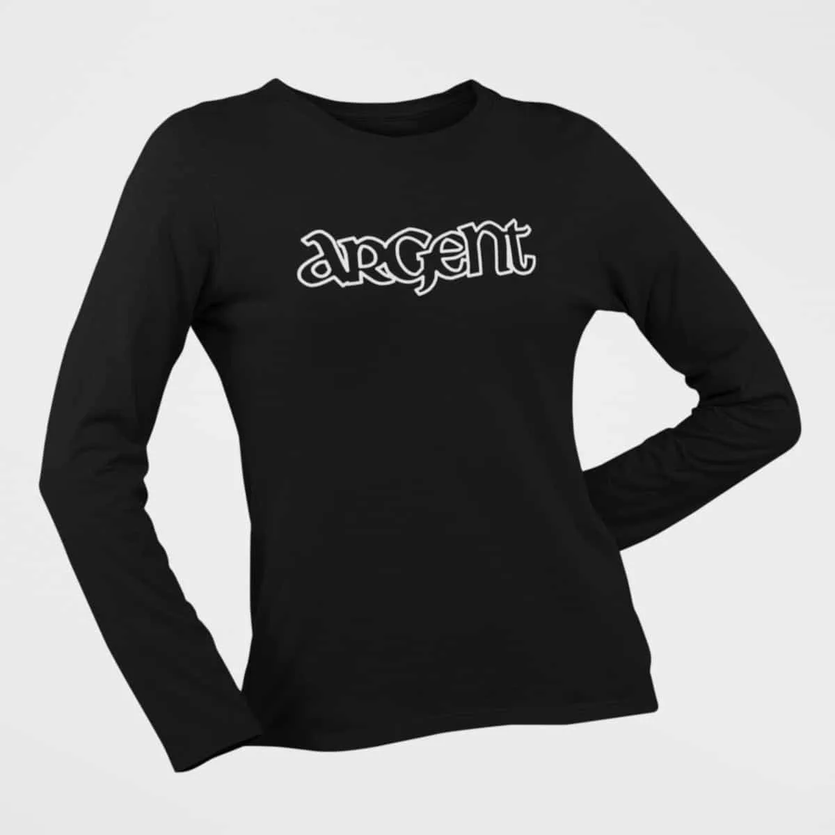 Argent Long Sleeve T-Shirt, Argent Logo Black Long Sleeve T-Shirt, Hard Rock Merchandise