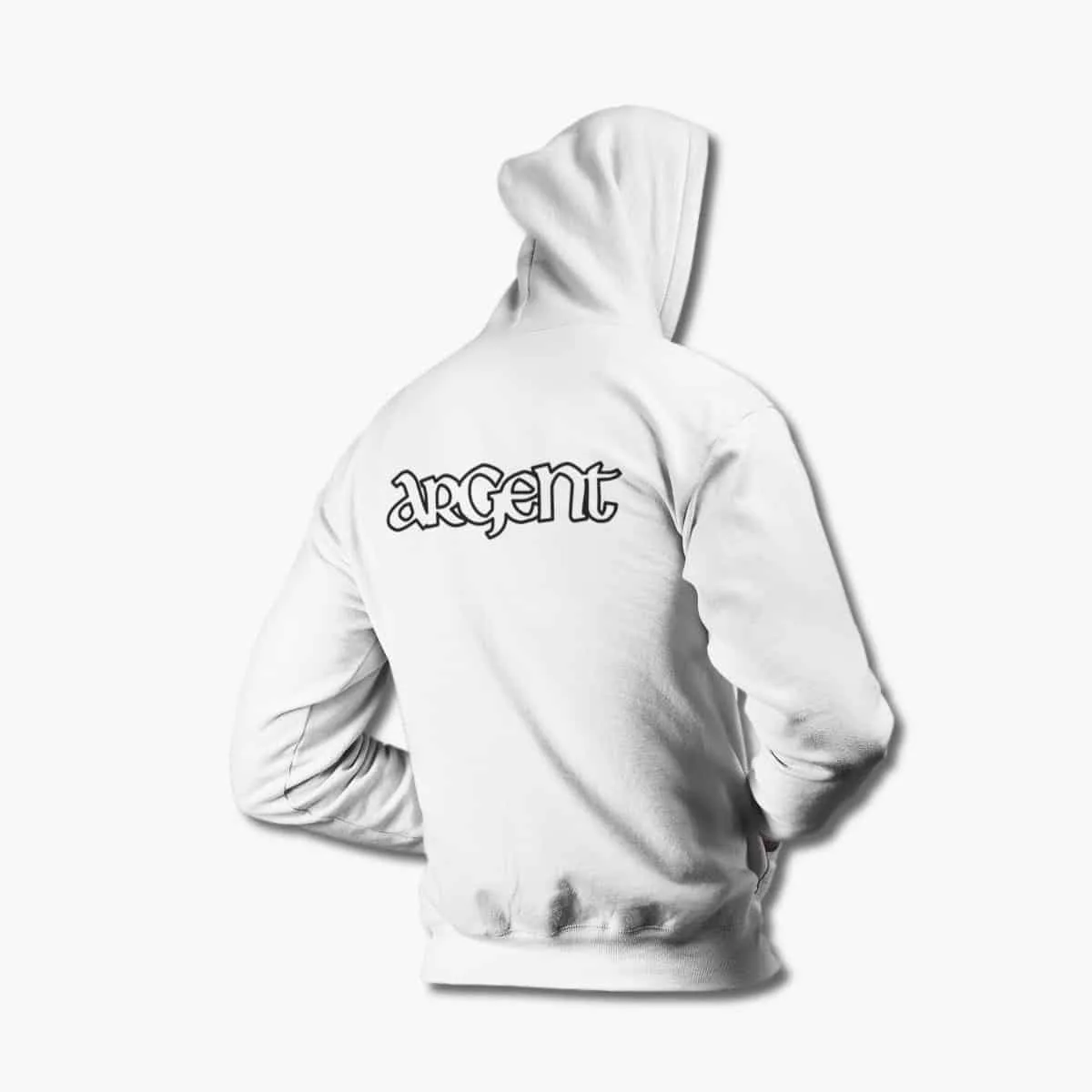 Argent Zip Hoodie, Argent Logo White Zipper Hoodie, Hard Rock Merchandise