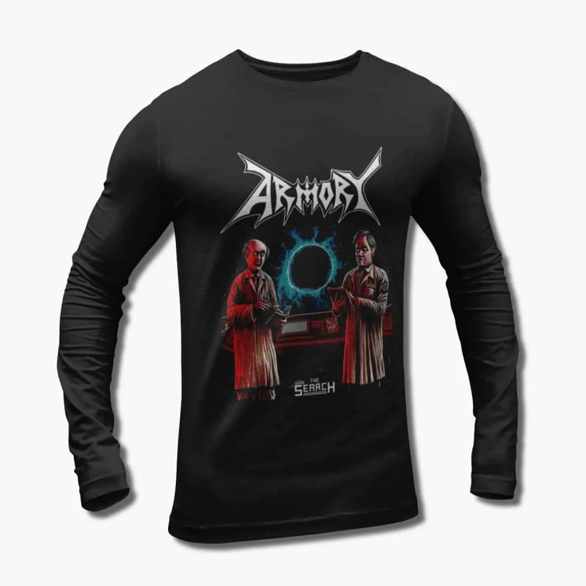 Armory Band Long Sleeve T-Shirt, Armory The Search Artwork Black Longsleeve T-Shirt, Speed Metal Merchandise