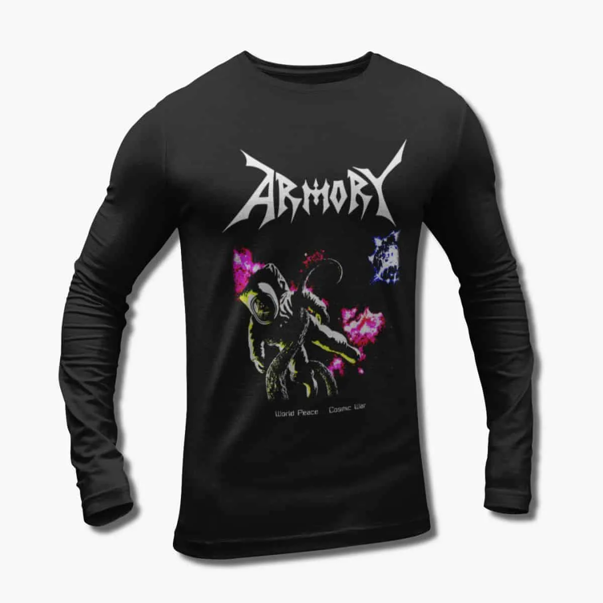 Armory Band Long Sleeve T-Shirt, Armory World Peace Cosmic War Artwork Longsleeve T-Shirt, Speed Metal Merchandise