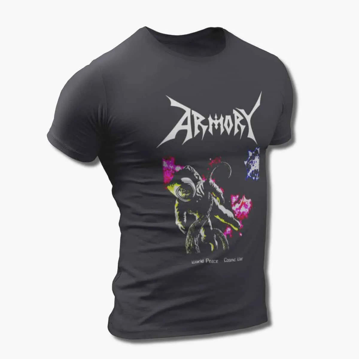 Armory Band T-Shirt, Armory World Peace Cosmic War Artwork T-Shirt, Speed Metal Merchandise