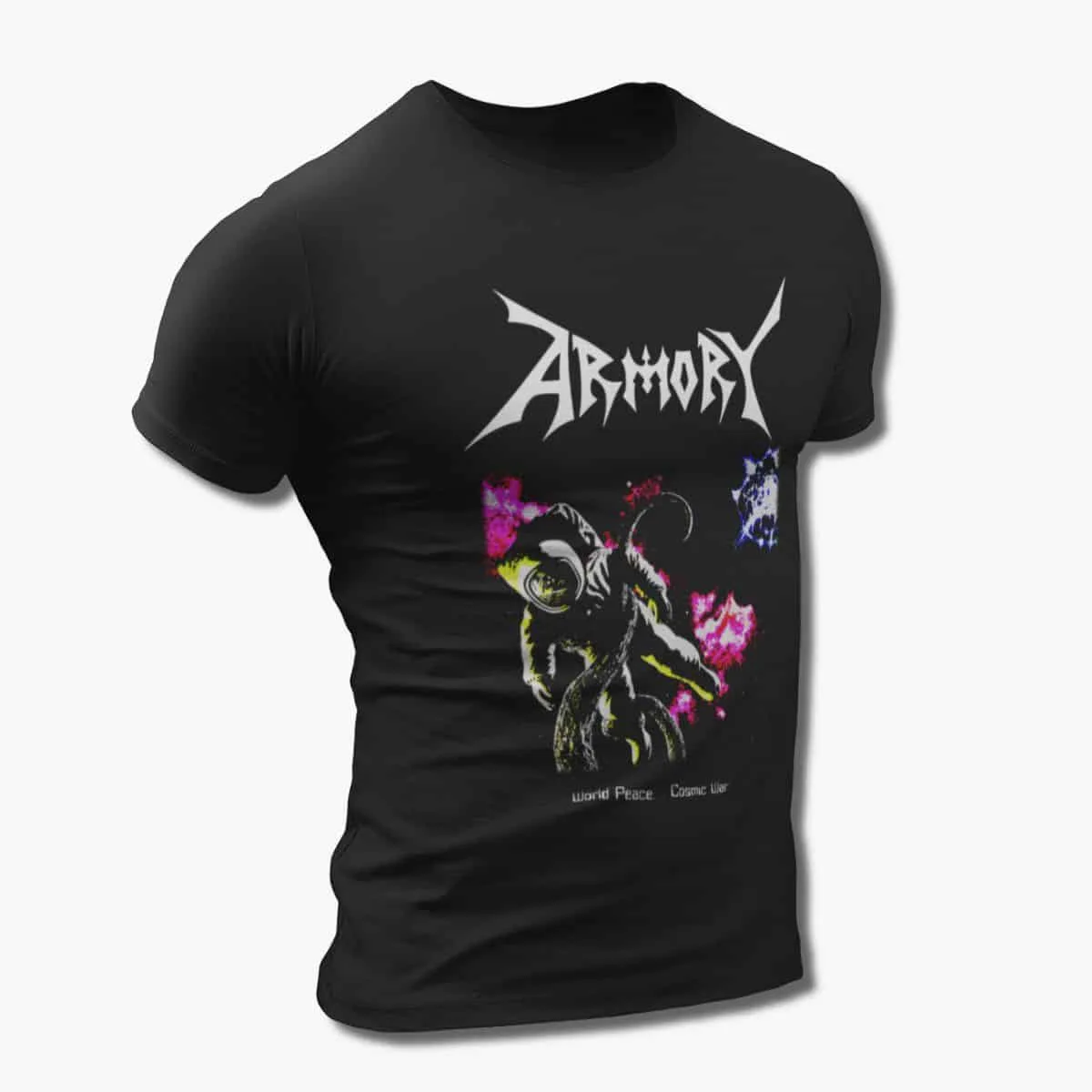 Armory Band T-Shirt, Armory World Peace Cosmic War Artwork T-Shirt, Speed Metal Merchandise