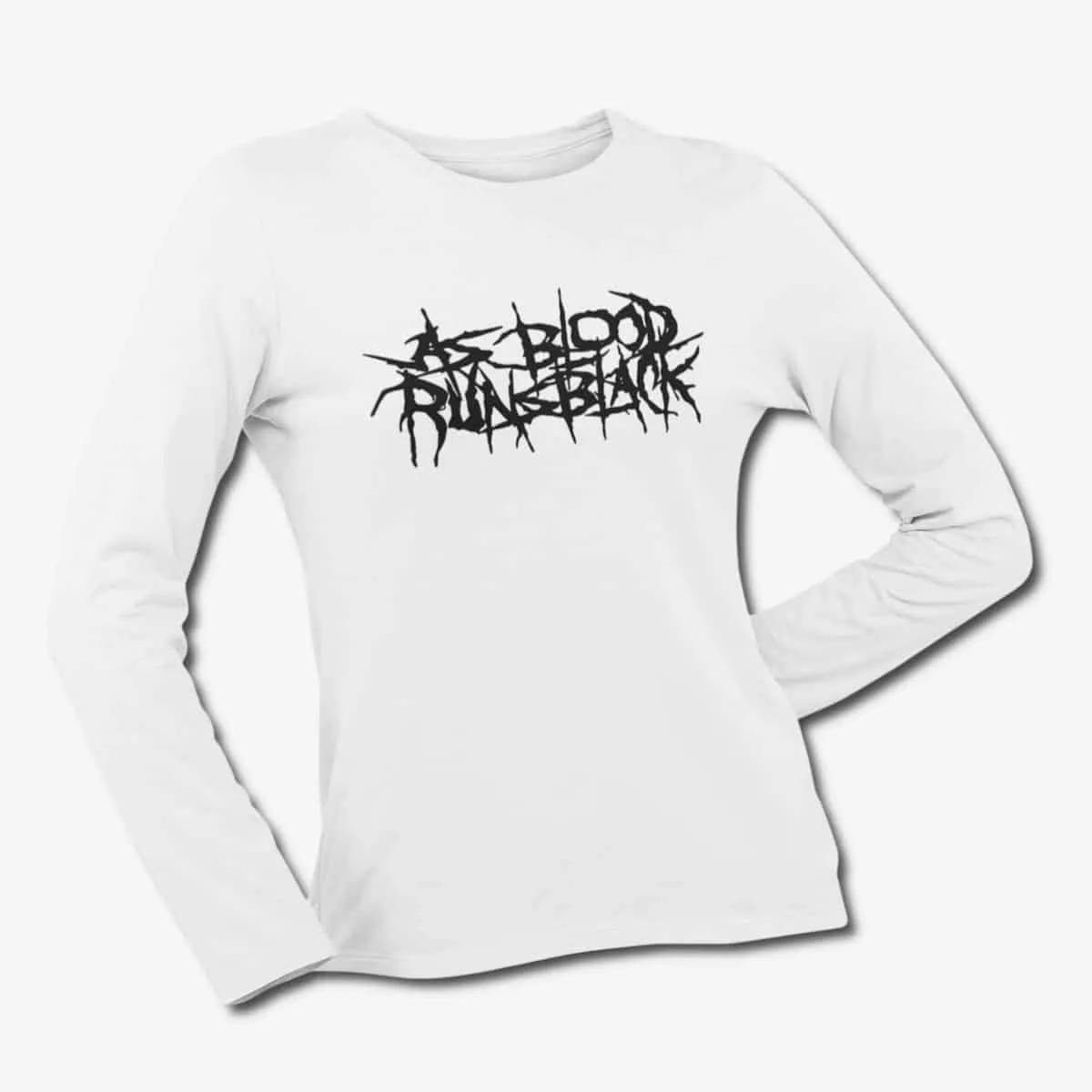 As Blood Runs Black Long Sleeve T-Shirt, As Blood Runs Black Logo White Longsleeve T-Shirt, Melodic Deathcore Merchandise