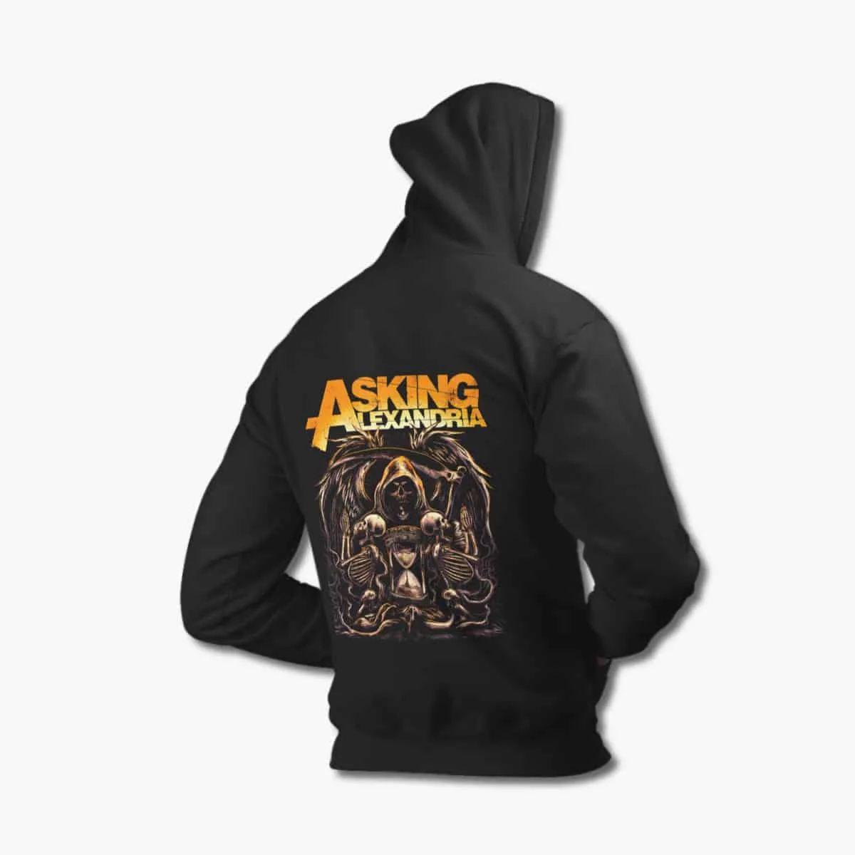 Asking Alexandria Zip Up Hoodie, Asking Alexandria Skull Artwork Black Zipper Hoodie, Heavy Metal Merchandise