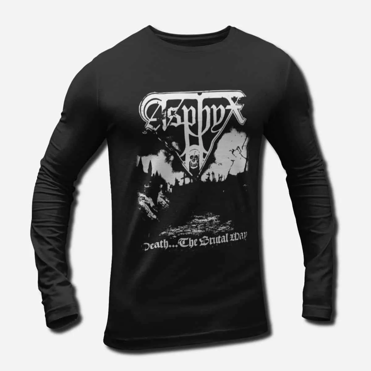 Asphyx Band Long Sleeve T-Shirt, Asphyx Death the Brutal Way Longsleeve T-Shirt, Death Metal, Doom Metal Merch