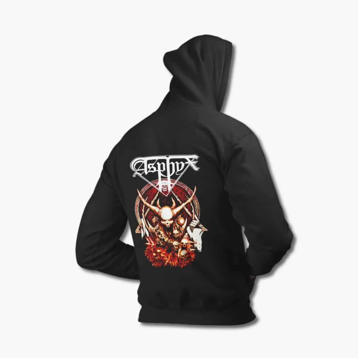 Asphyx Zip Up Hoodie, Asphyx Artwork Black Zipper Hooded Sweatshirt, Death Metal, Doom Metal Merchandise