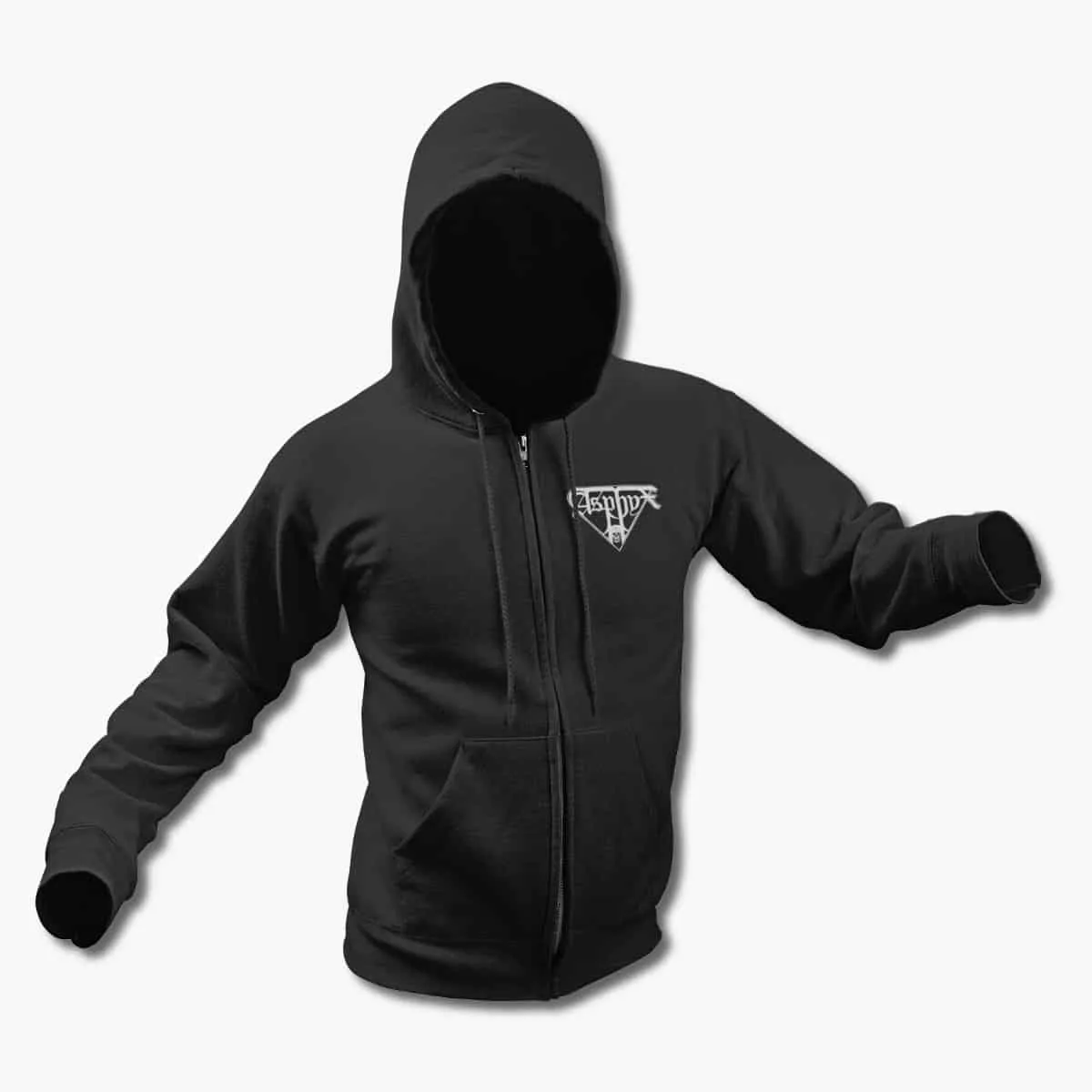 Asphyx Zip Up Hoodie, Asphyx Death the Brutal Way Black Zipper Hooded Sweatshirt, Death Metal, Doom Metal Merchandise