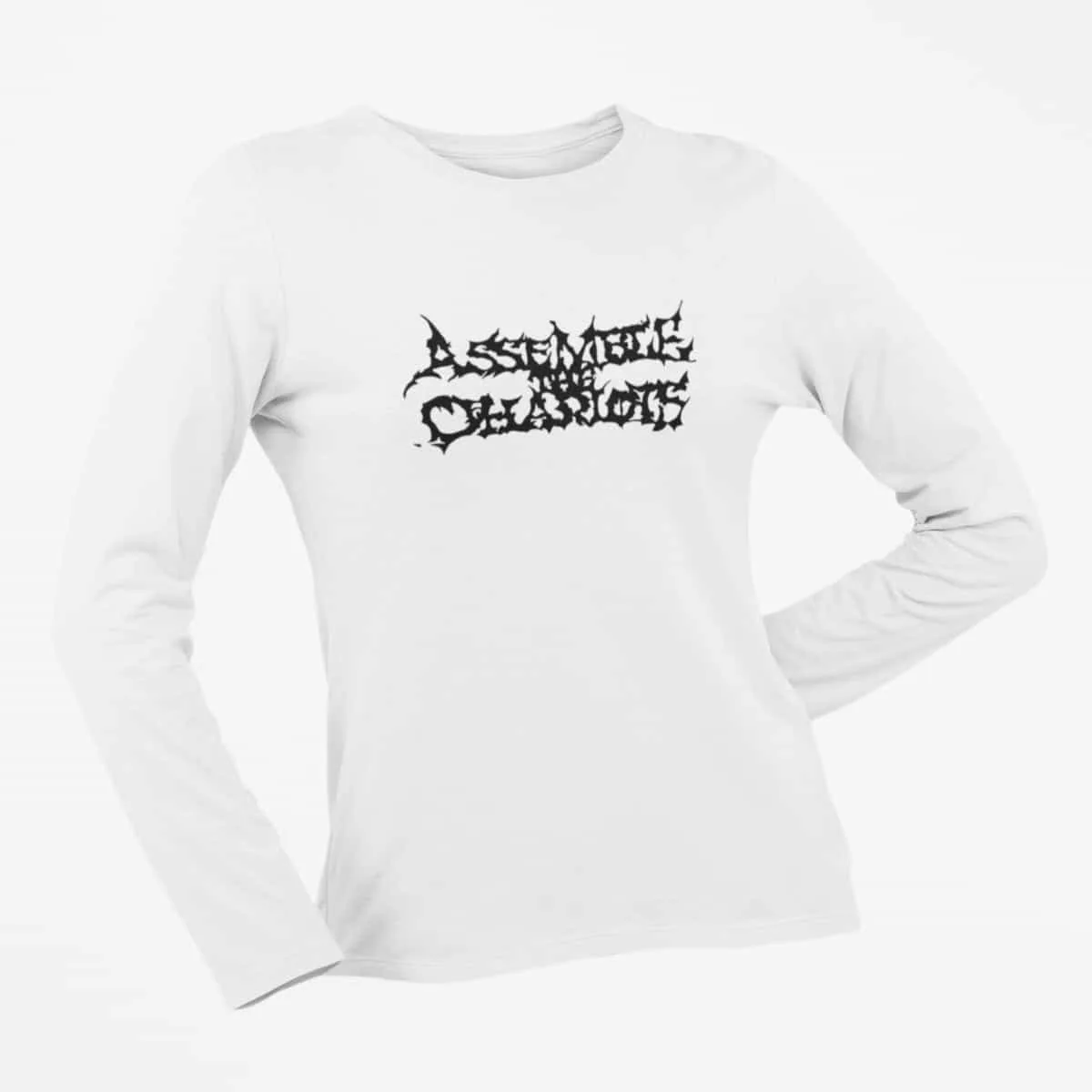 Assemble the Chariots Long Sleeve T-Shirt, Assemble the Chariots Logo White Long Sleeve T-Shirt, Symphonic Black Metal Merchandise