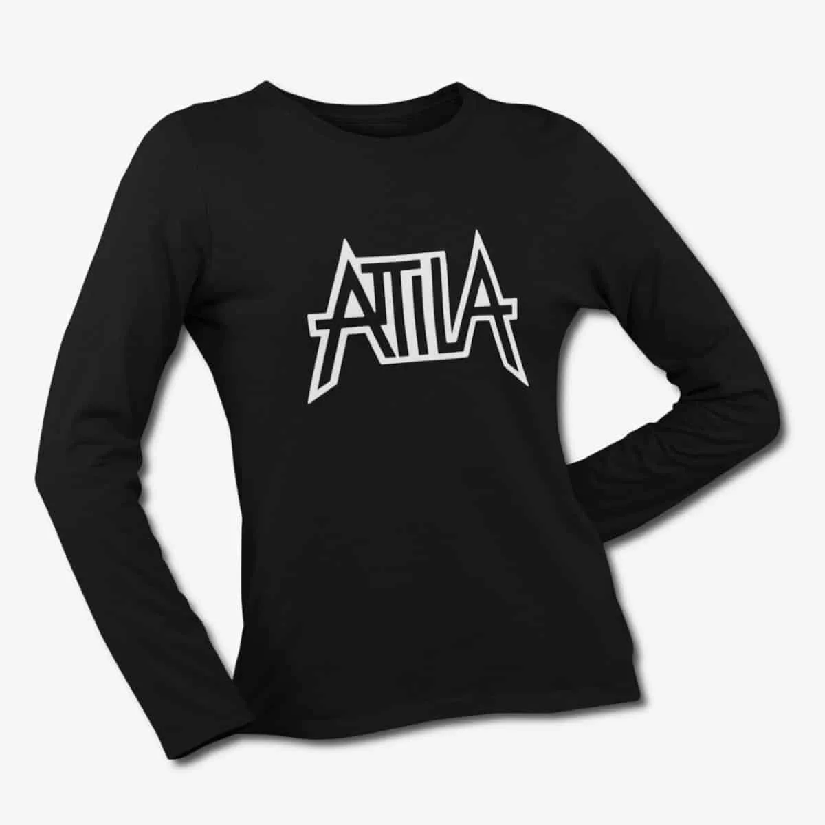 Attila Long Sleeve T-Shirt, Attila Band Logo Black Longsleeve T-Shirt, Power Metal Merchandise