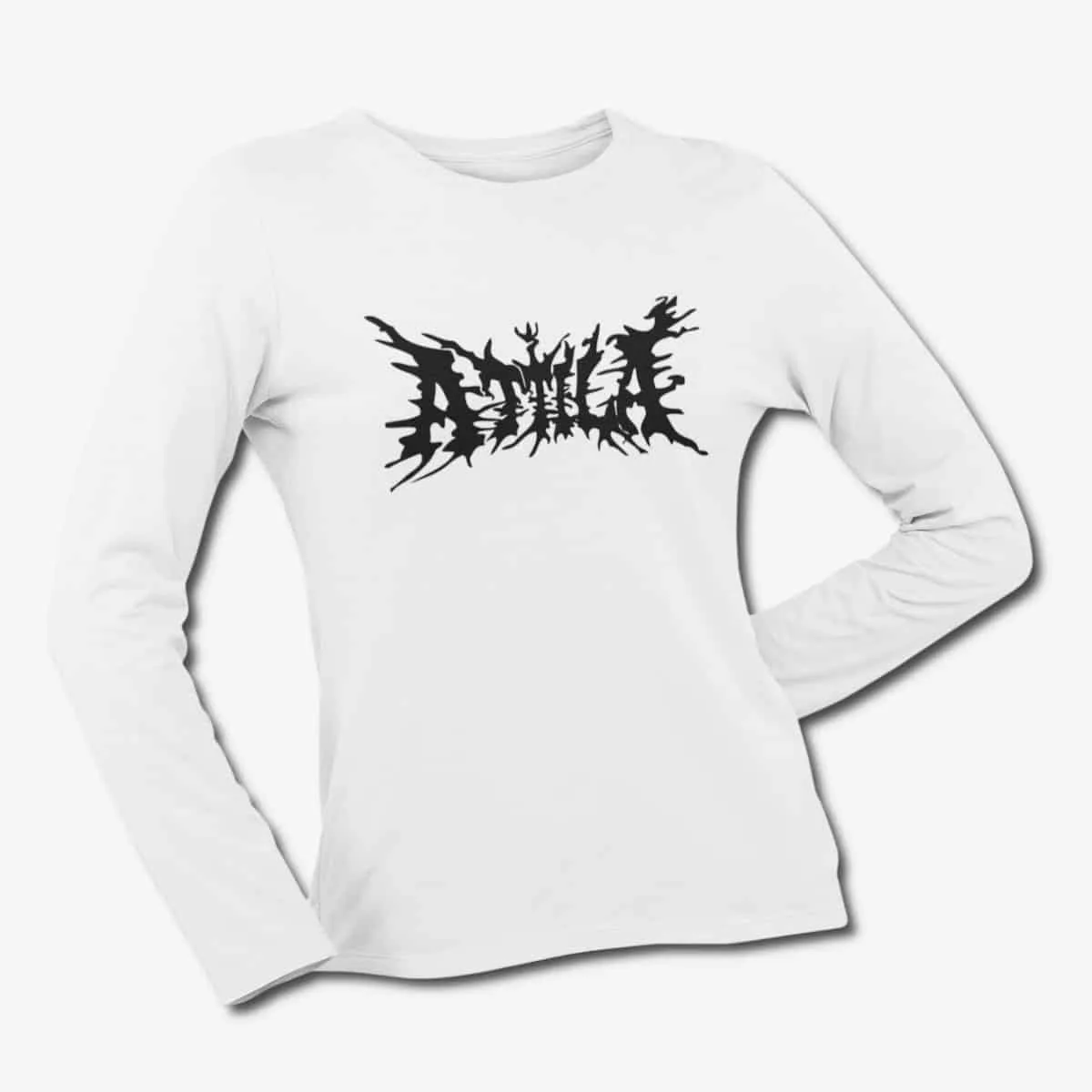 Attila Long Sleeve T-Shirt, Attila Band Logo White Longsleeve T-Shirt, Nu Metal Merchandise