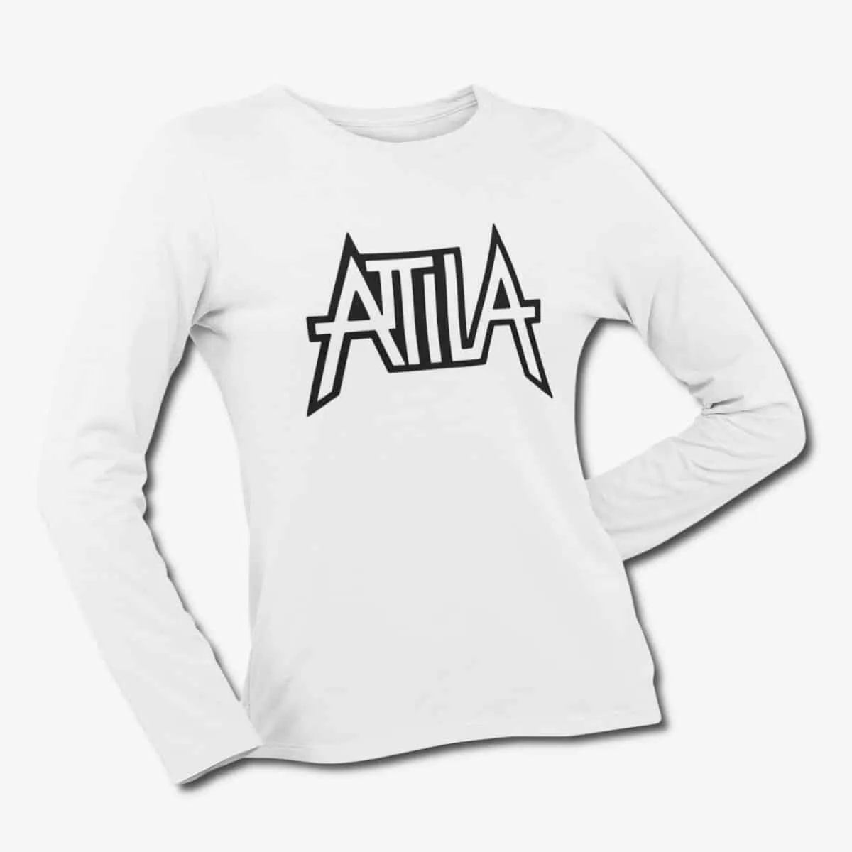 Attila Long Sleeve T-Shirt, Attila Band Logo White Longsleeve T-Shirt, Power Metal Merchandise