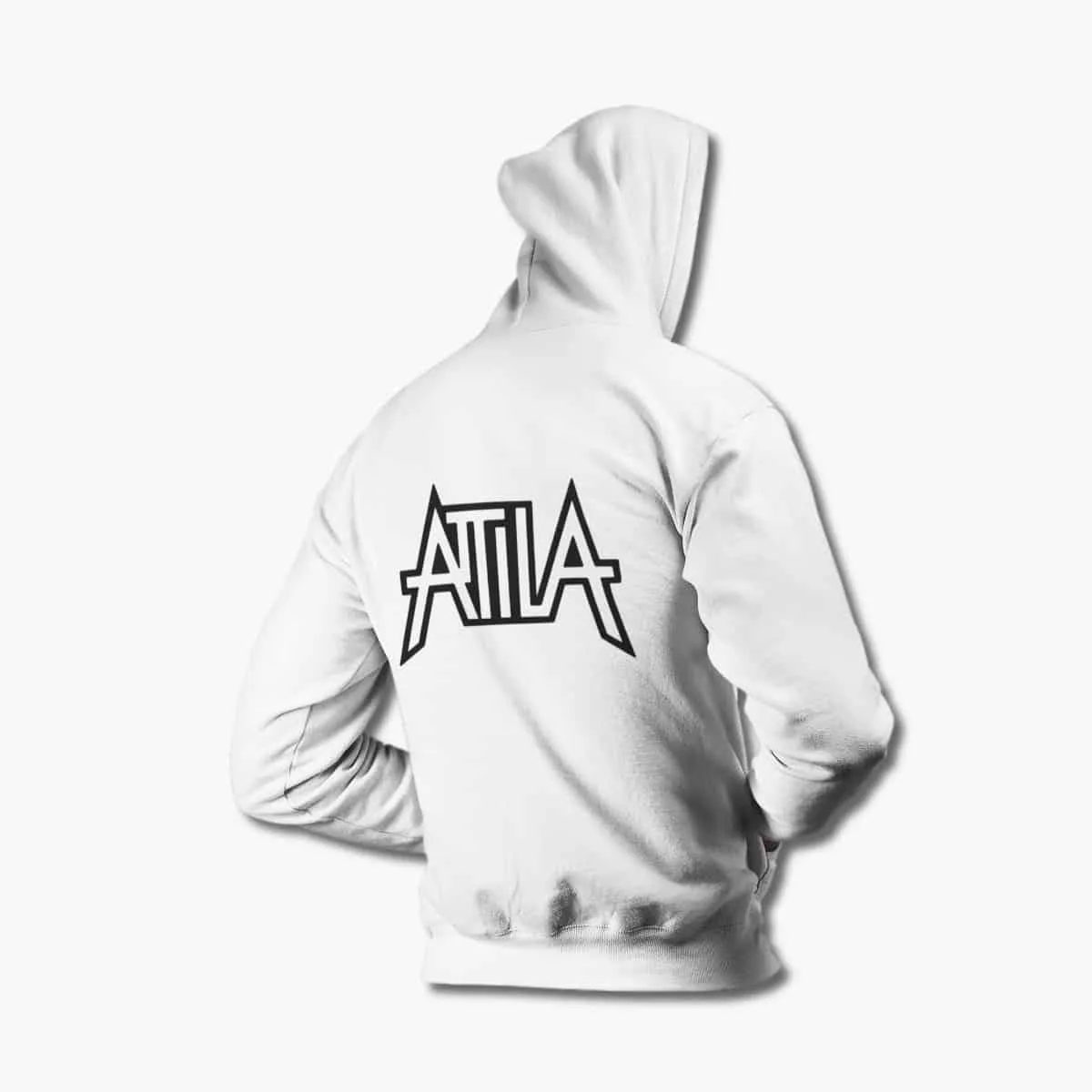 Attila Zip Up Hoodie, Attila Band Logo White Zip Hoodie, Power Metal Merchandise