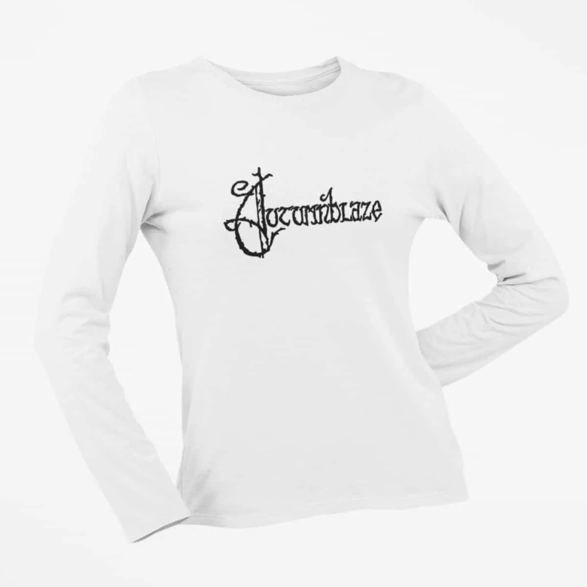 Autumnblaze Long Sleeve T-Shirt, Autumnblaze Logo White Long Sleeve T-Shirt, Gothic Metal Merchandise