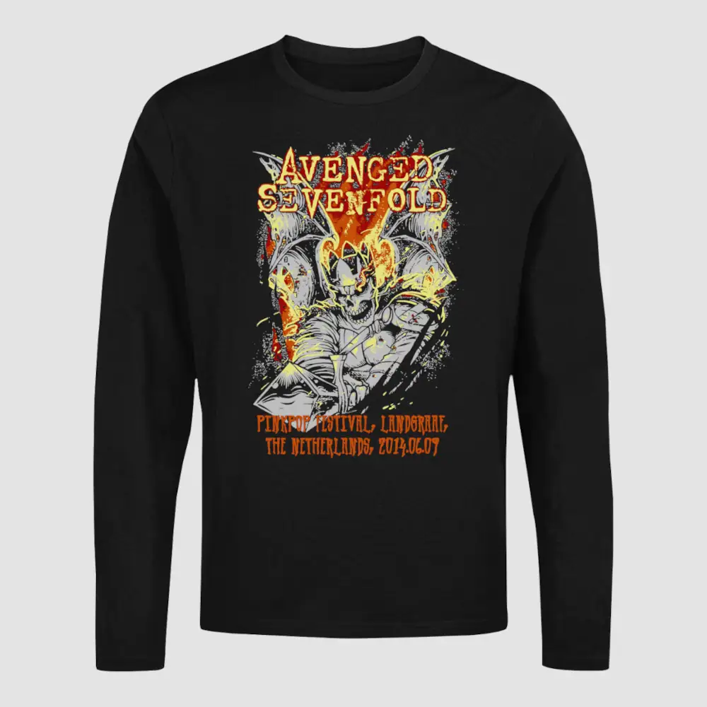 Avenged Sevenfold Long Sleeve T-Shirt, Avenged Sevenfold Pinkpop Festival Black Longsleeve T-Shirt, Heavy Metal Merchandise