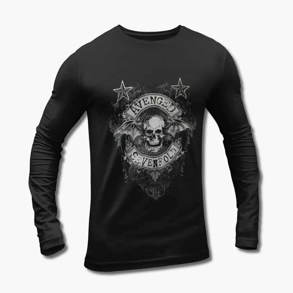 Avenged Sevenfold Long Sleeve T-Shirt, Avenged Sevenfold Skull Artwork Black Longsleeve T-Shirt, Heavy Metal Merchandise