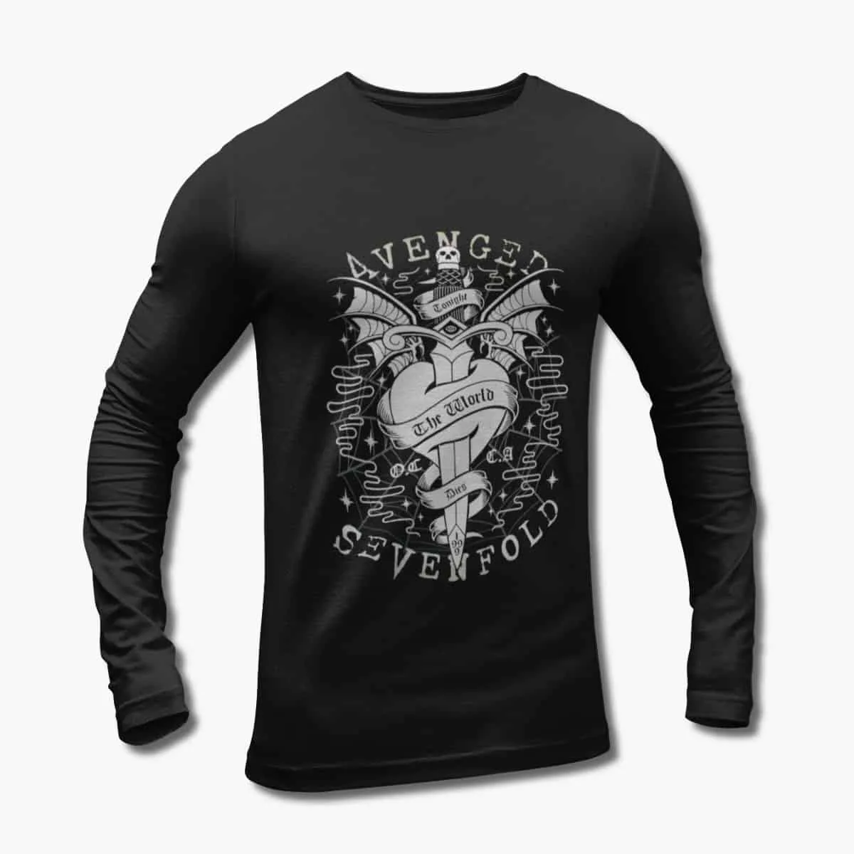 Avenged Sevenfold Long Sleeve T-Shirt, Avenged Sevenfold The World Dies Tonight Artwork Black Longsleeve T-Shirt, Heavy Metal Merchandise