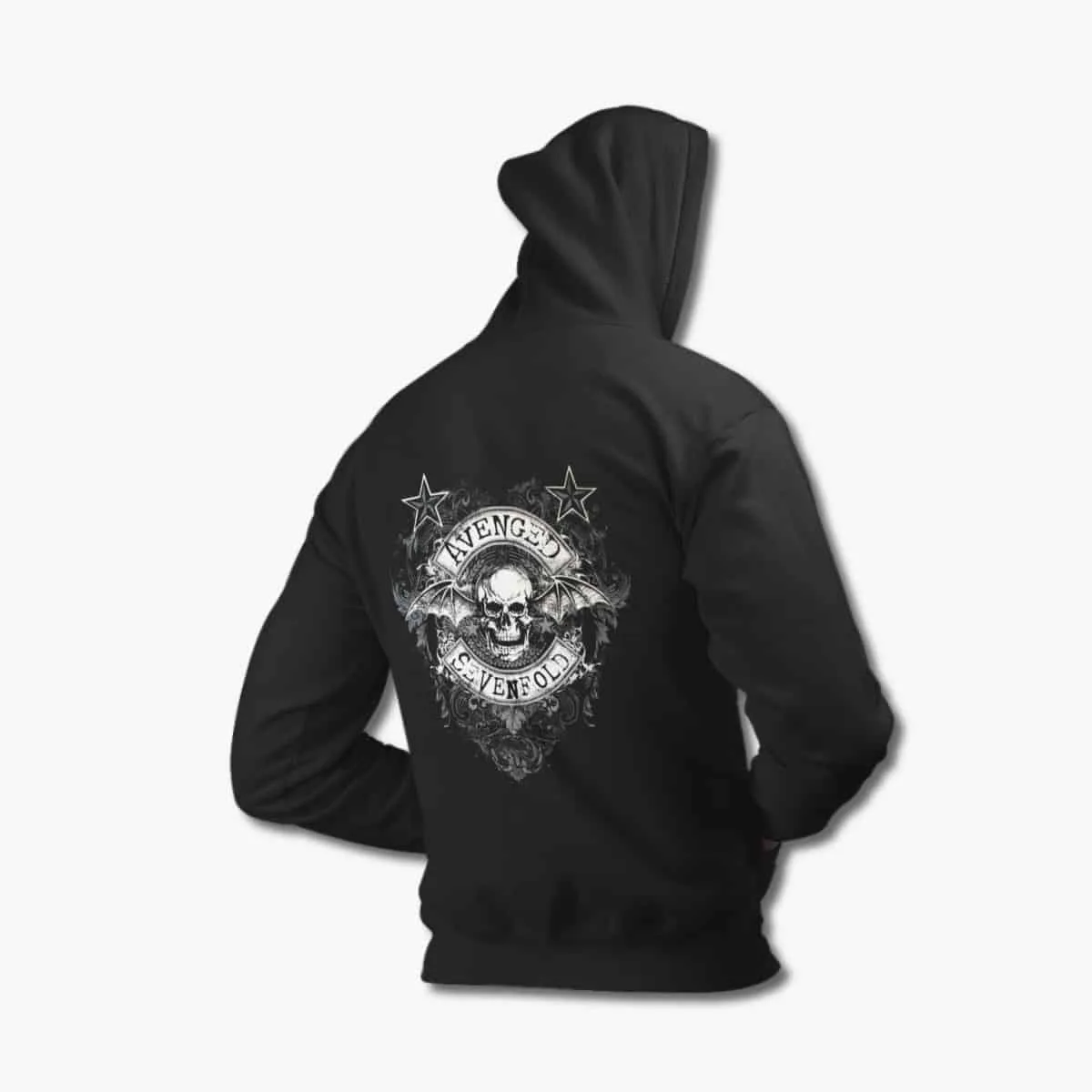 Avenged Sevenfold Zip Up Hoodie, Avenged Sevenfold Skull Artwork Black Zipper Hoodie, Heavy Metal Merchandise
