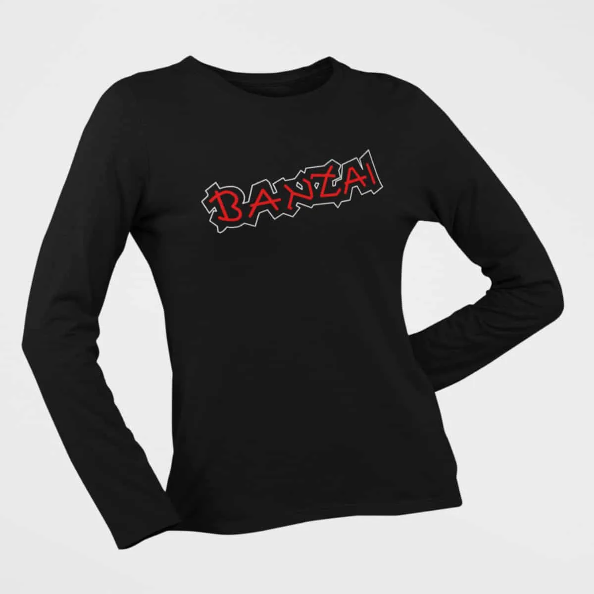 Banzai Long Sleeve T-Shirt, Banzai Logo Black Long Sleeve T-Shirt, Hard Rock Merchandise