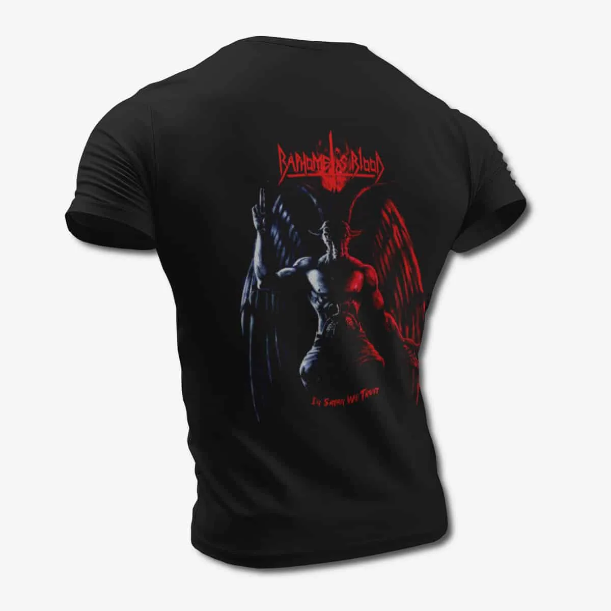 Baphomets Blood T-Shirt, Baphomet's Blood In Satan We Trust Black T-Shirt, Speed Metal Merchandise