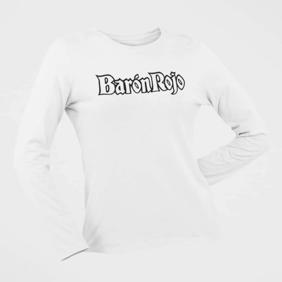 Barón Rojo Long Sleeve T-Shirt, Baron Rojo Logo White Long Sleeve T-Shirt, Hard Rock Merchandise