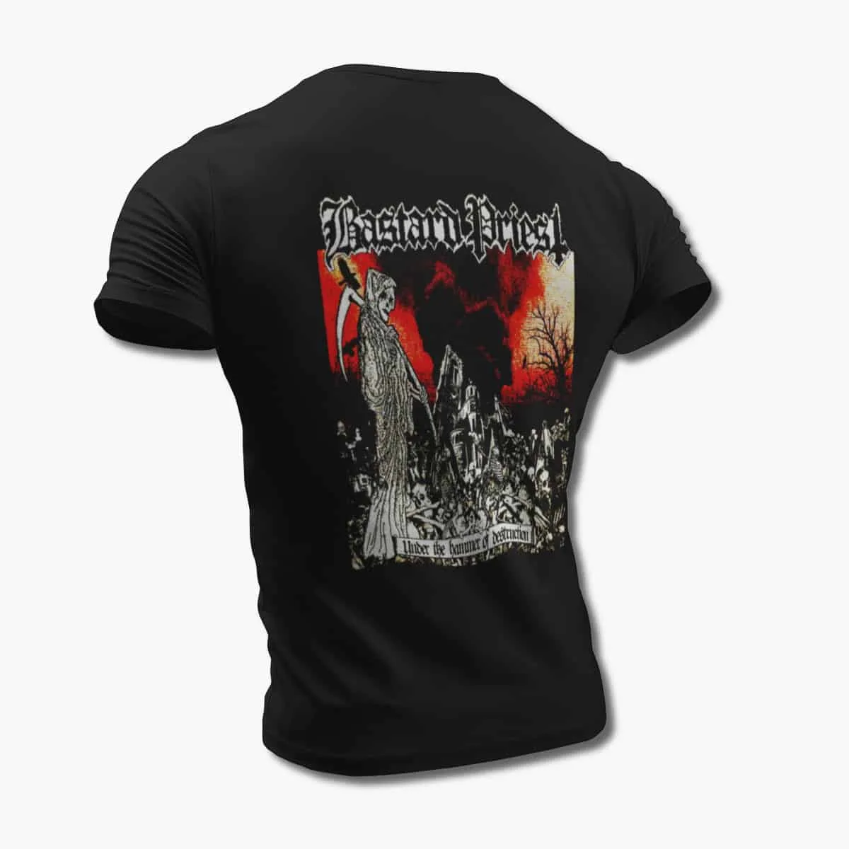 Bastard Priest Band T-Shirt, Bastard Priest Under The Hammer of Destruction Black T-Shirt, Death Metal Merchandise