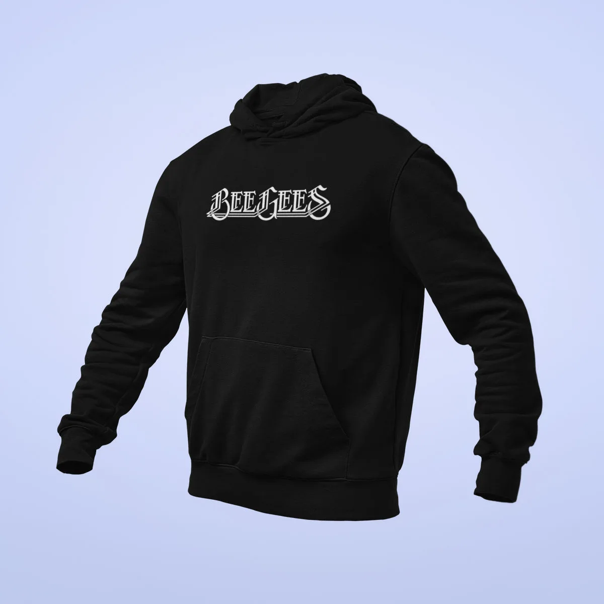 Bee Gees Hoodie, Bee Gees Band Logo Black Hoodie, Soft Rock Merchandise