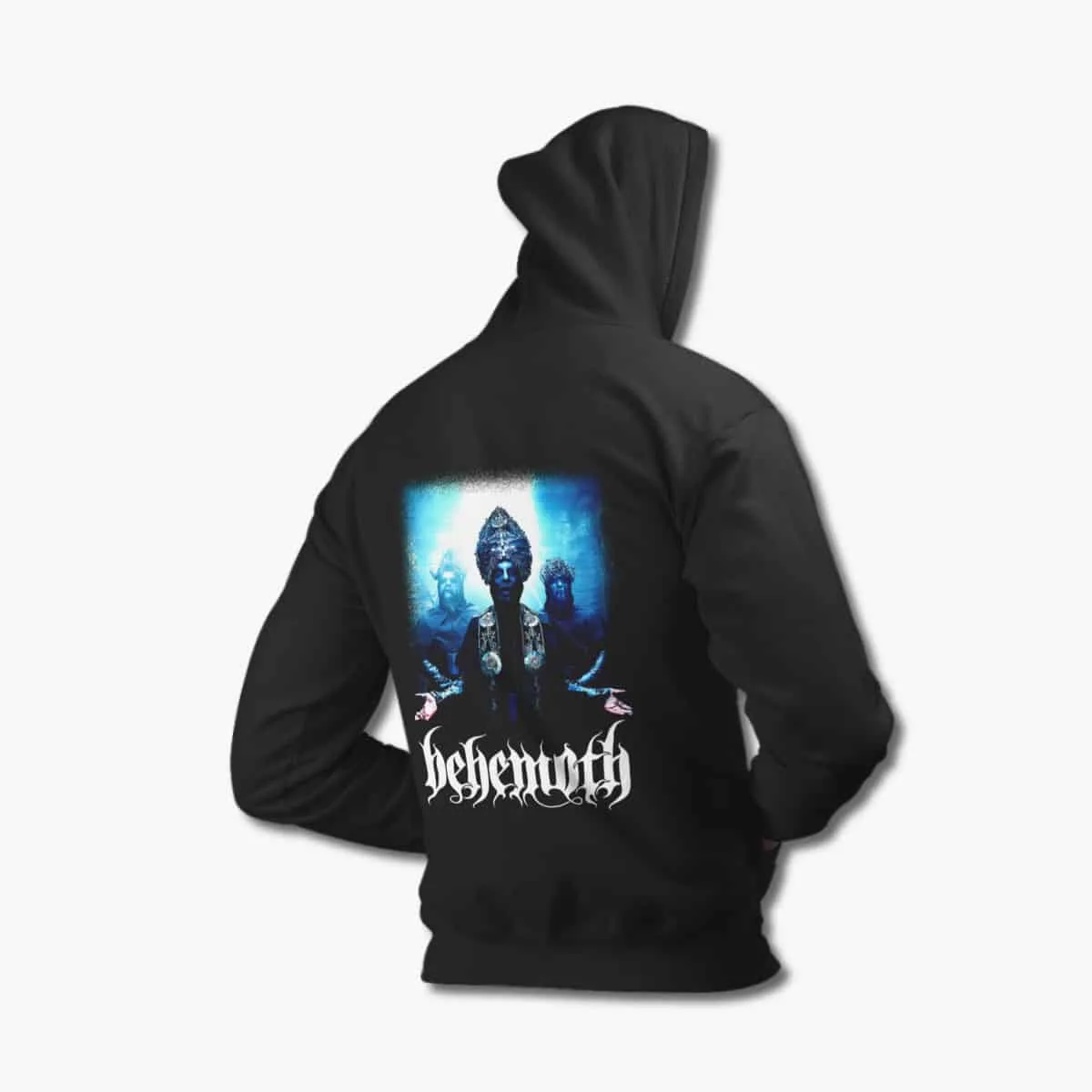 Behemoth Zip Up Hoodie, Behemoth Ilyayd Artwork Black Zipper Hooded Sweatshirt, Blackened Death Metal Merchandise