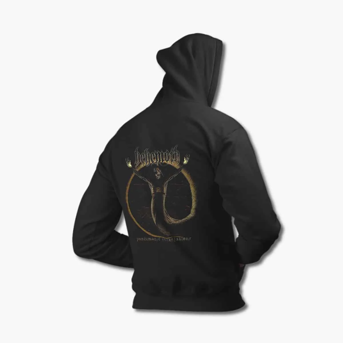 Behemoth Zip Up Hoodie, Behemoth Pandemonic Incantations Black Zipper Hooded Sweatshirt, Blackened Death Metal Merchandise