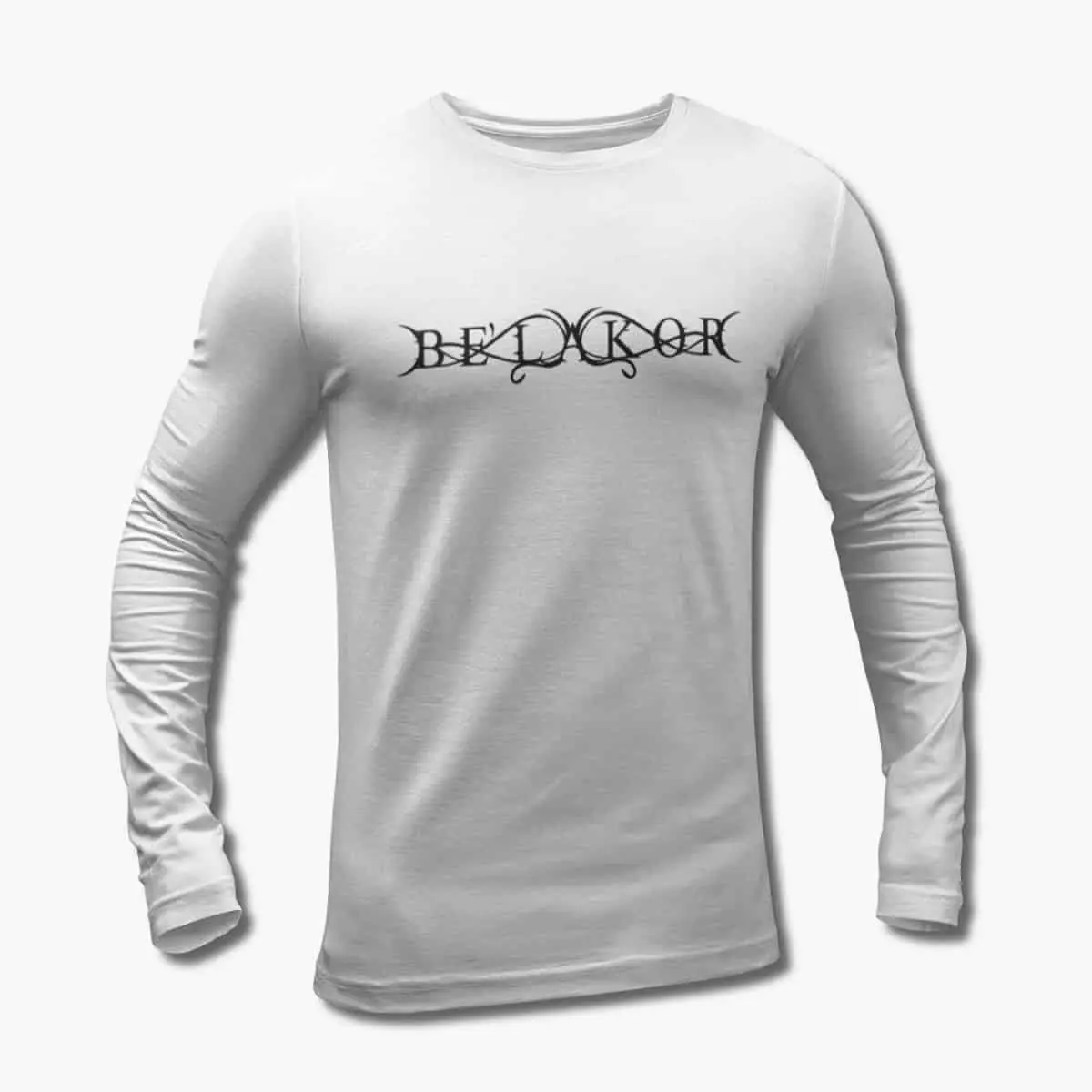 Belakor Long Sleeve T-Shirt, Be'lakor Logo White Longsleeve T-Shirt, Melodic Death Metal Merchandise