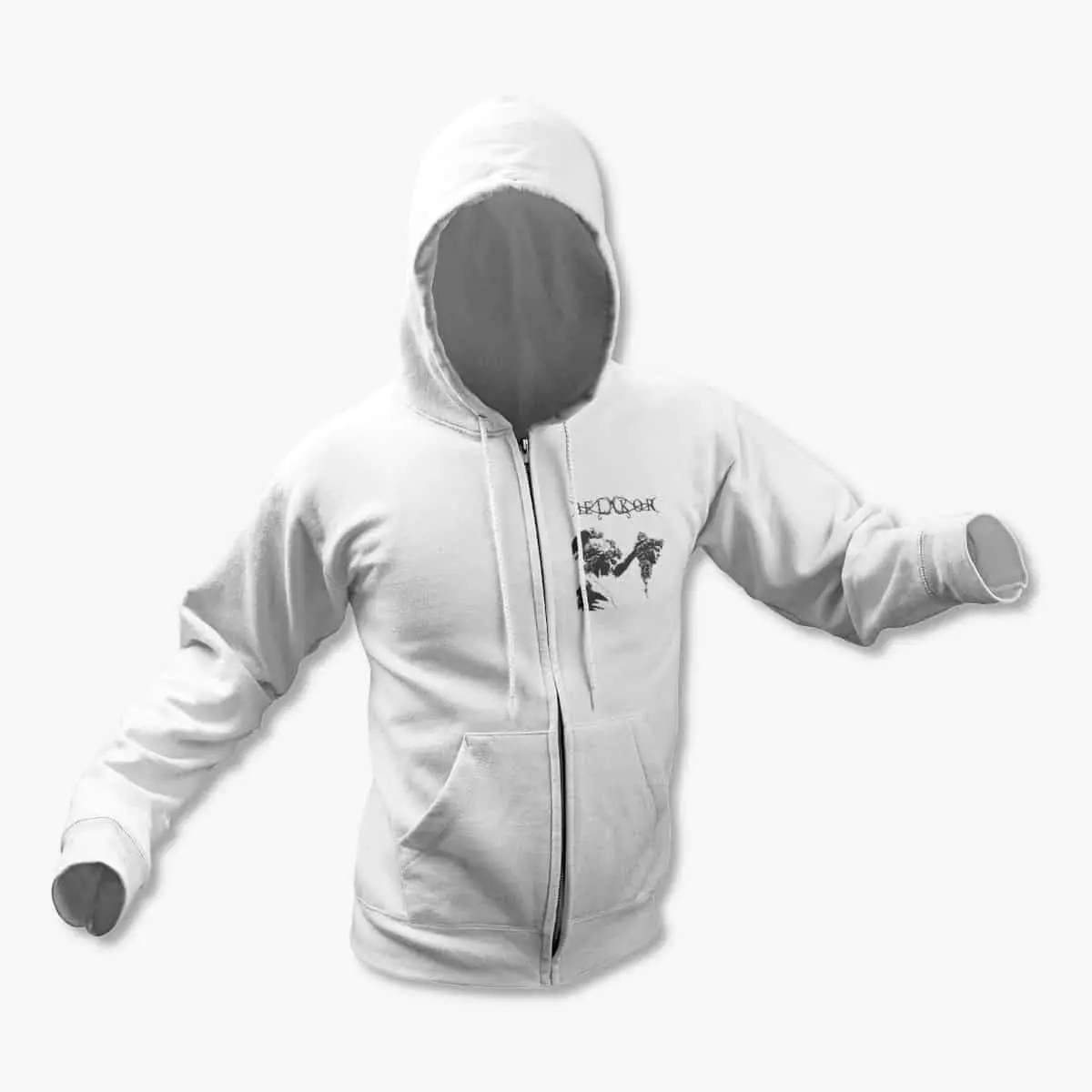 Belakor Zip Up Hoodie, Be'lakor Stones Reach White Zipper Hooded Sweatshirt, Melodic Death Metal Merchandise