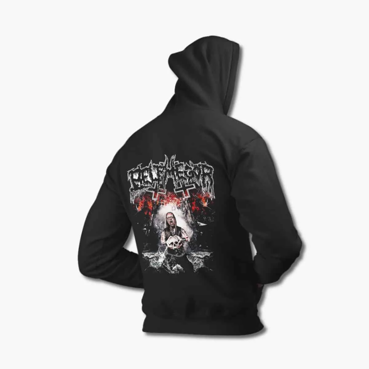 Belphegor Band Hoodie, Belphegor Artwork Black Hooded Sweatshirt, Black Metal Merchandise