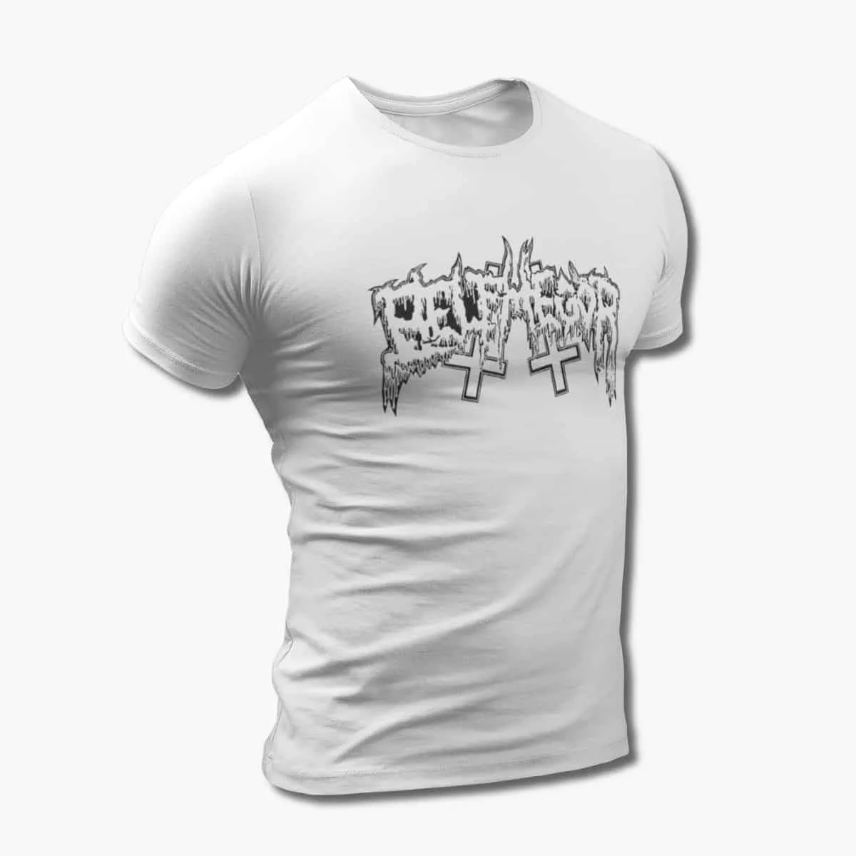 Belphegor Band T-Shirt, Belphegor Logo White T-Shirt, Black Metal Merchandise