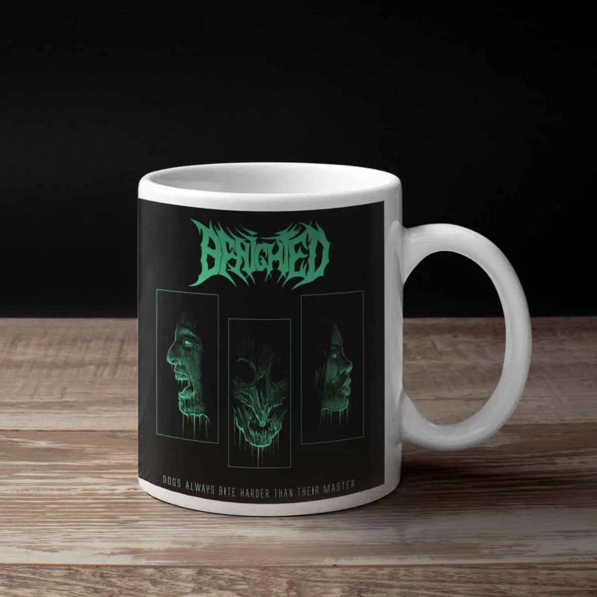 Benighted Coffee Mug, Benighted Dogs Always Bite Harder Than Their Master Mug