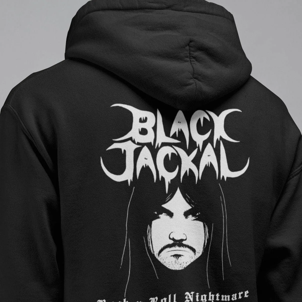 Black Jackal Band Hoodie, Black Jackal Rock N Roll Nightmare Hooded Sweatshirt, Black Metal, Thrash Metal Merch