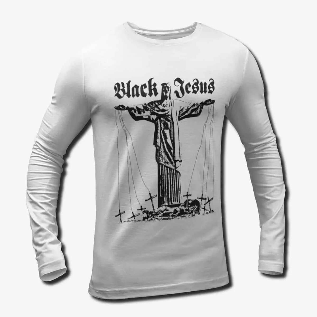 Black Jesus Band Long Sleeve T-Shirt, Black Jesus Malevolence Rising Longsleeve Tee, Death Metal Merch