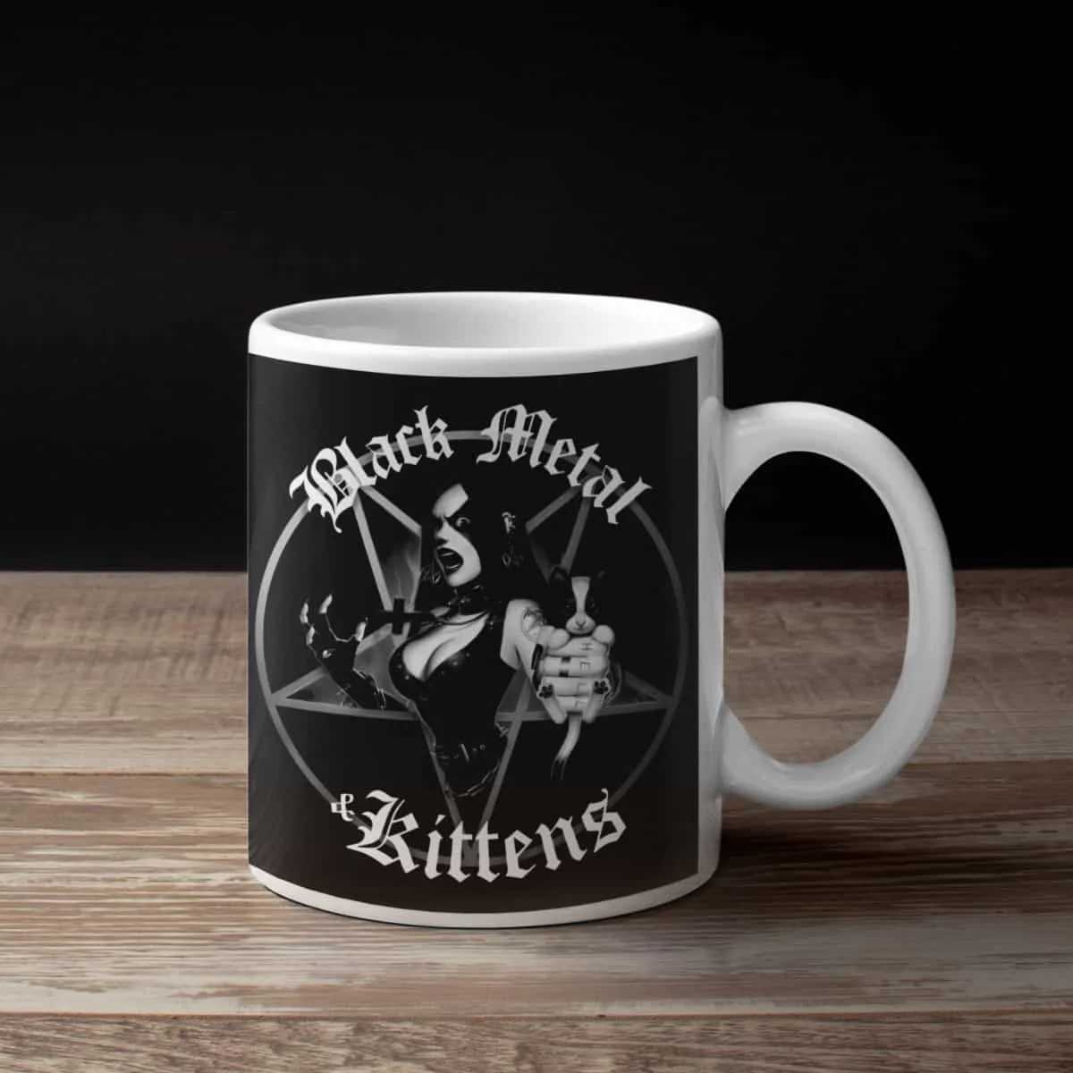 Black Metal and Kittens Coffee Mug, Black Metal and Kittens Artwork Coffee Mug