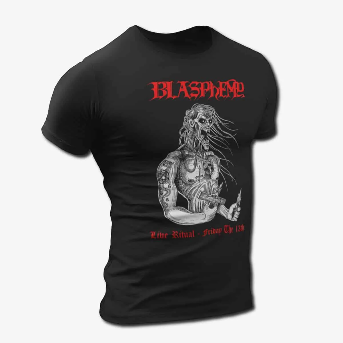 Blasphemy Band T-Shirt, Blasphemy Friday the 13th Artwork T-Shirt, Black Metal, Death Metal Merch