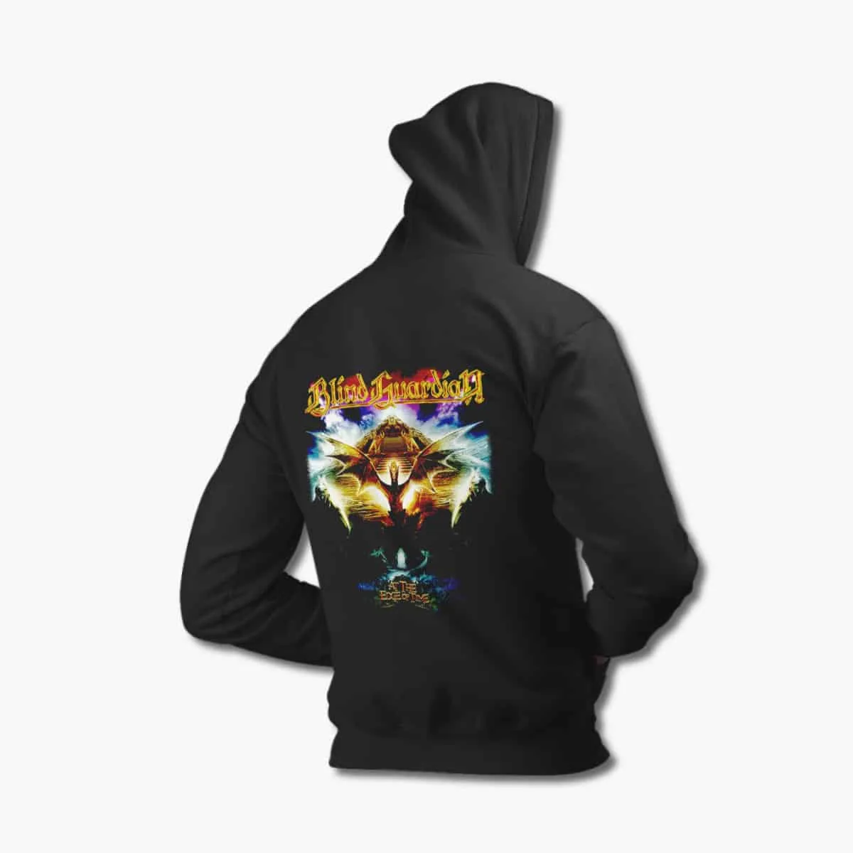 Blind Guardian Zip Up Hoodie, Blind Guardian At The Edge Of Time Black Zipper Hooded Sweatshirt, Power Metal, Speed Metal Merchandise