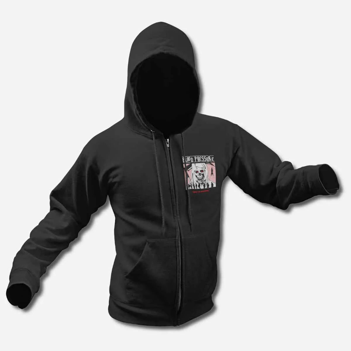 Blood Pressure Zip Up Hoodie, Blood Pressure Need To Control Black Zip Hoodie, Hardcore, Punk Merchandise