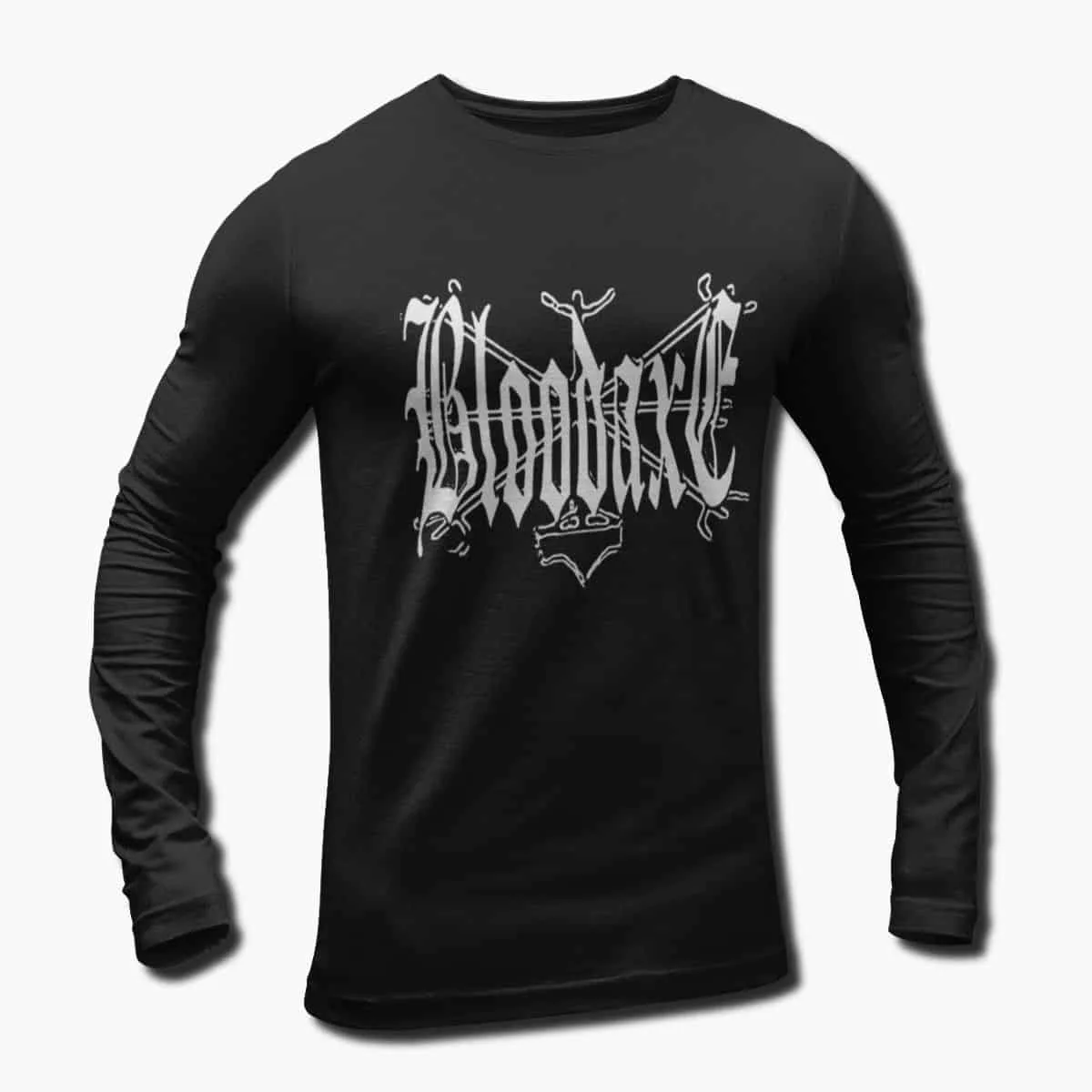 Bloodaxe Band Long Sleeve T-Shirt, Bloodaxe Logo Longsleeve T-Shirt, Viking, Black Metal Merch