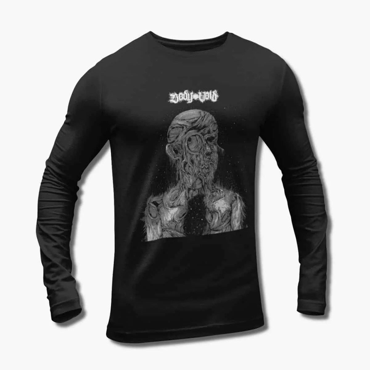 Body Void Band Long Sleeve T-Shirt, Body Void You Will Know the Fear You Forced Upon Us Artwork Black Longsleeve T-Shirt, Sludge Metal, Doom Metal Merchandise