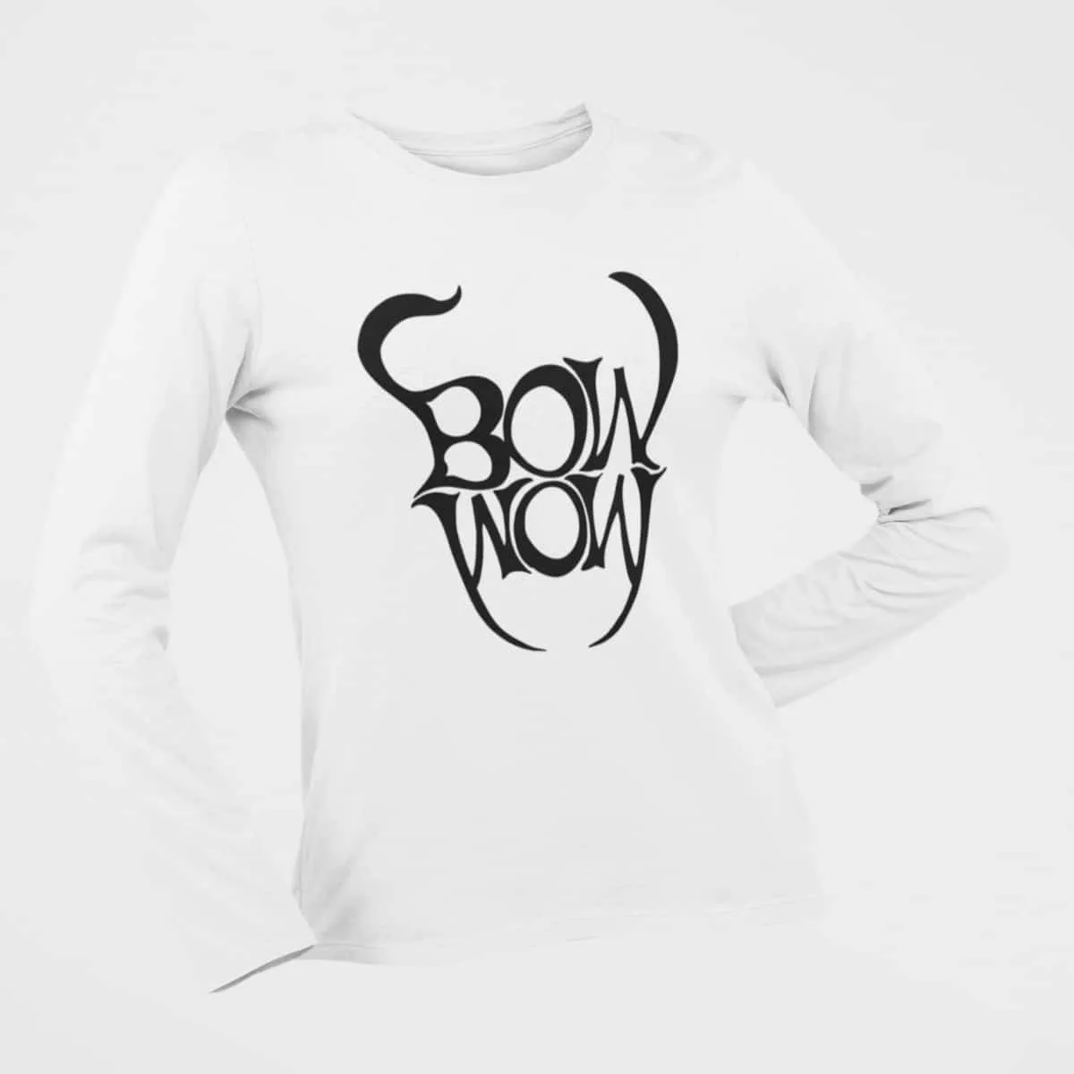 Bow Wow Long Sleeve T-Shirt, Bow Wow Logo White Long Sleeve T-Shirt, Heavy Metal Merchandise